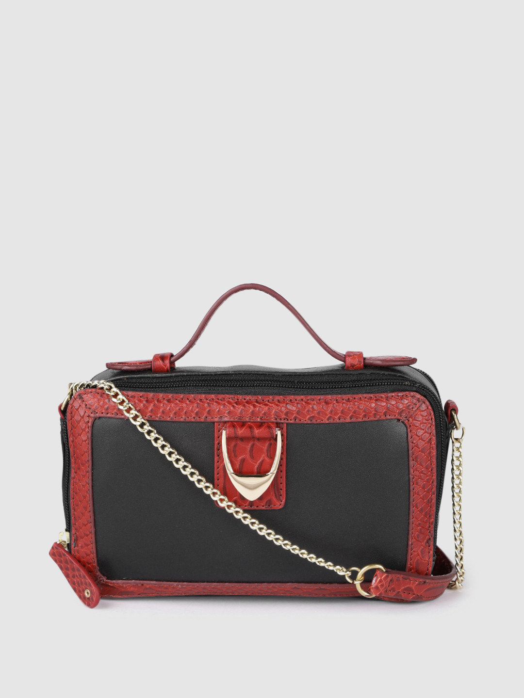 

Hidesign Women Black & Red Leather Sling Bag