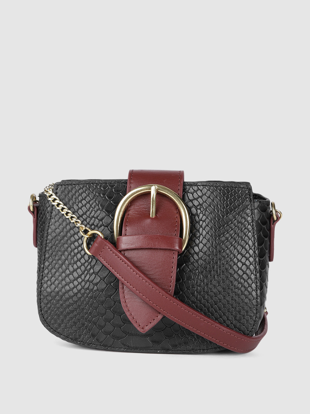 

Hidesign Women Navy Blue Textured Leather Sling Bag