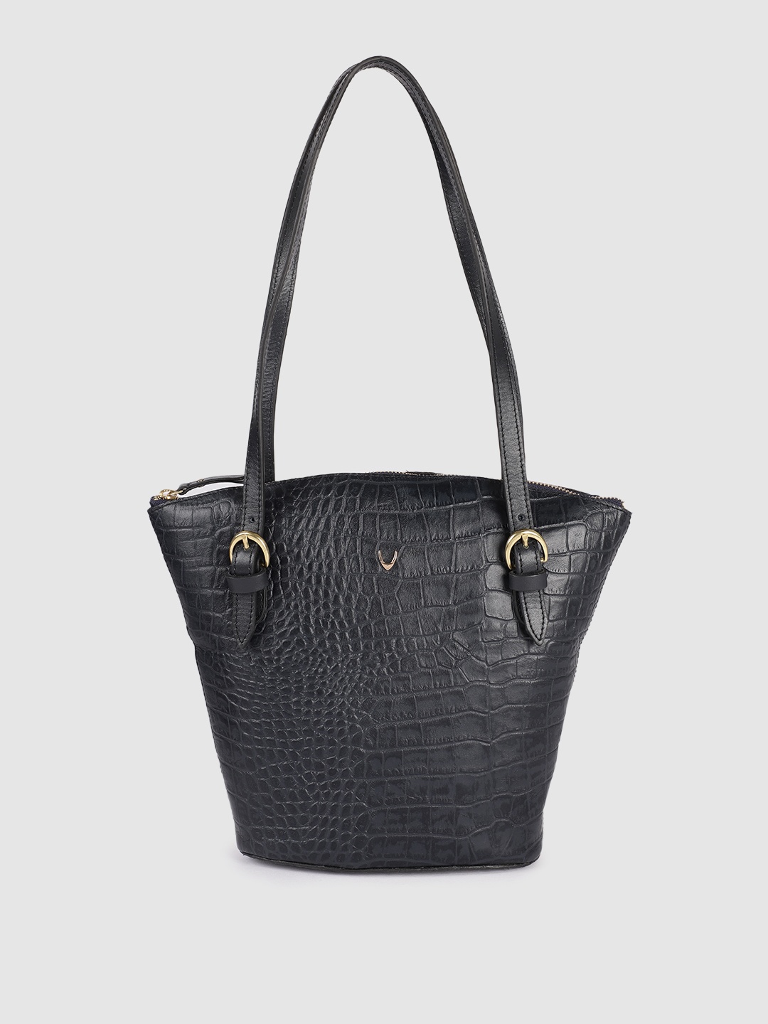 

Hidesign Blue Textured Leather Bucket Shoulder Bag