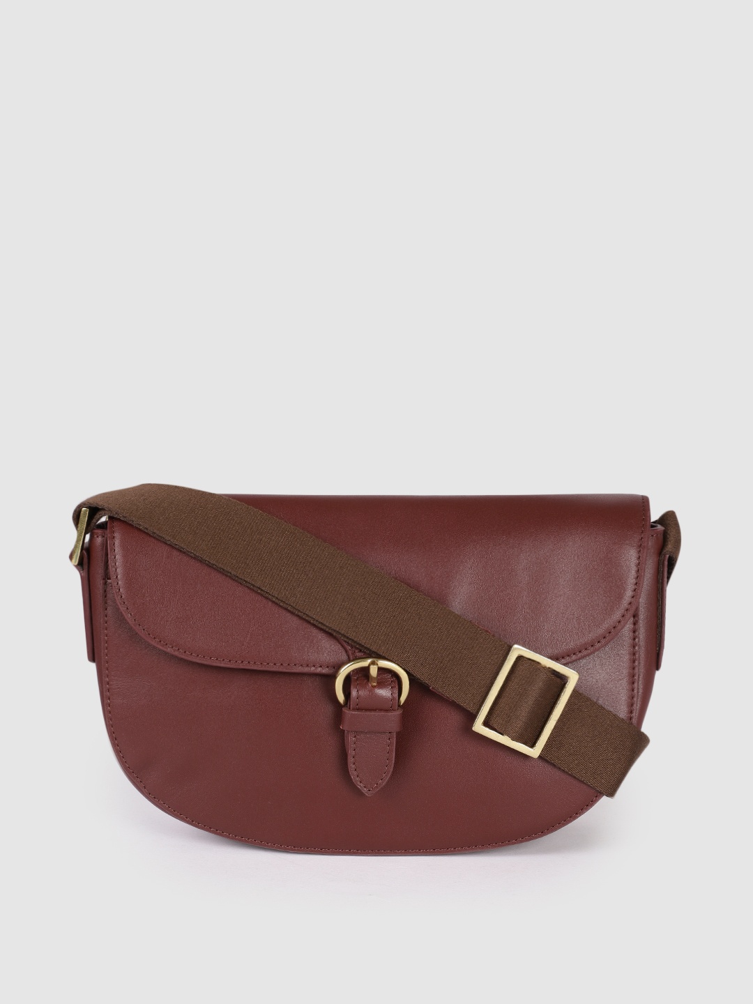 

Hidesign Maroon Leather Half Moon Sling Bag