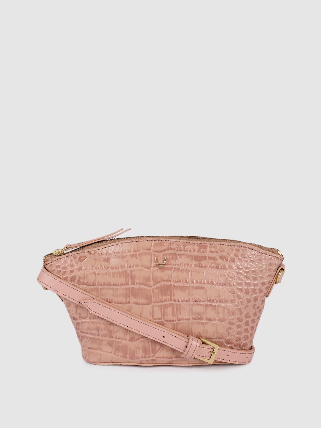 

Hidesign Women Pink Textured Leather Sling Bag