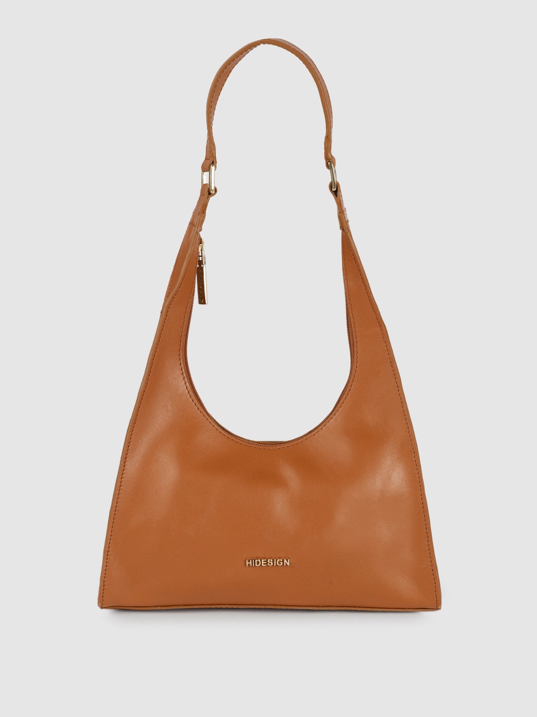 

Hidesign Brown Leather Structured Hobo Bag