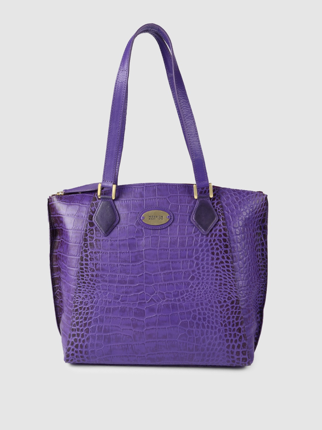 

Hidesign Purple Textured Leather Structured Shoulder Bag