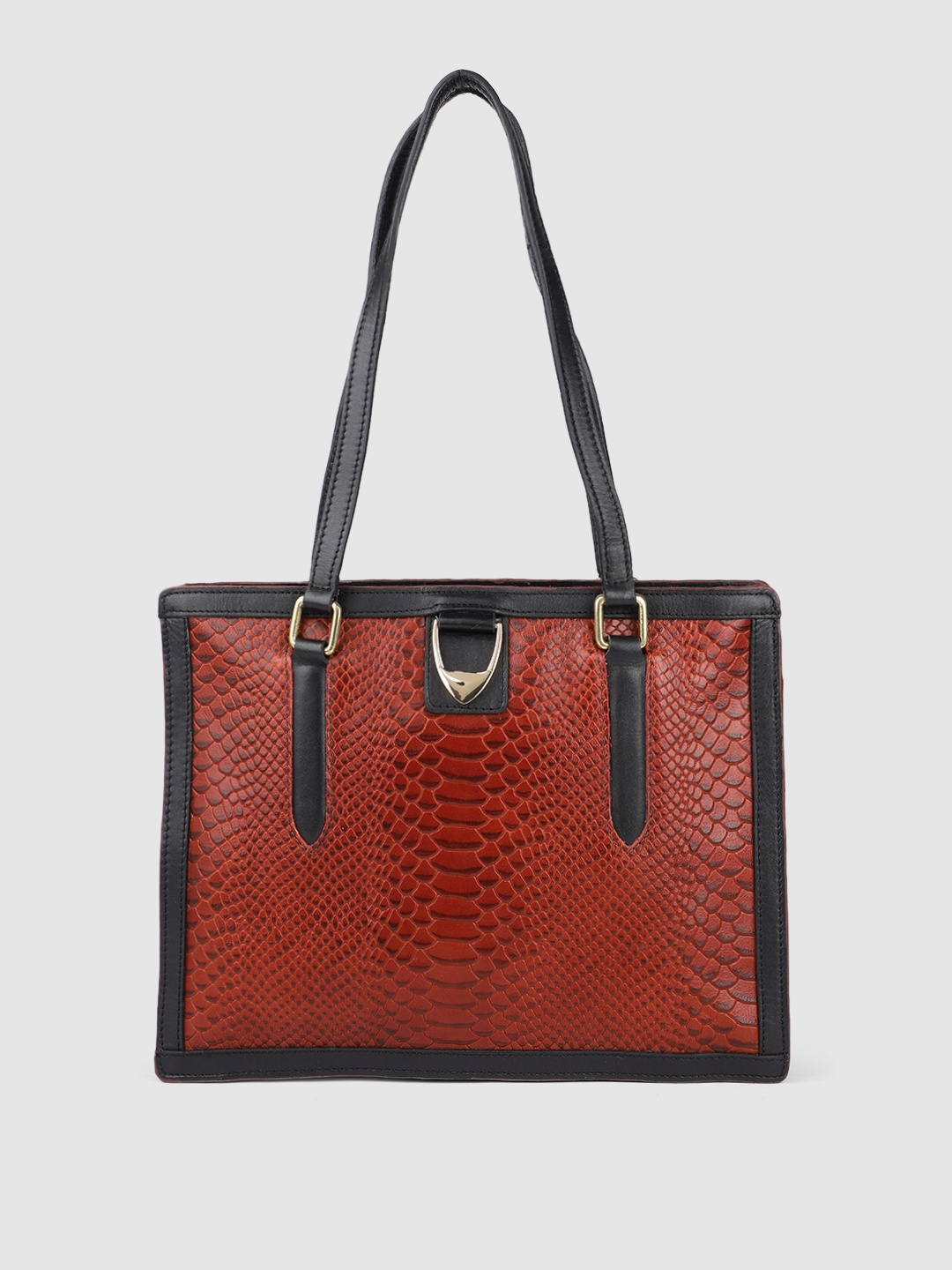 

Hidesign Red Textured Leather Structured Shoulder Bag