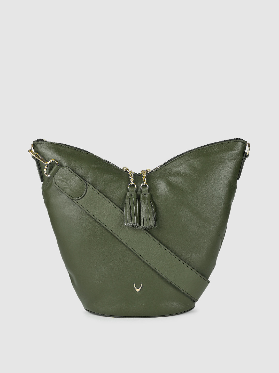 

Hidesign Women Green Leather Sling Bag