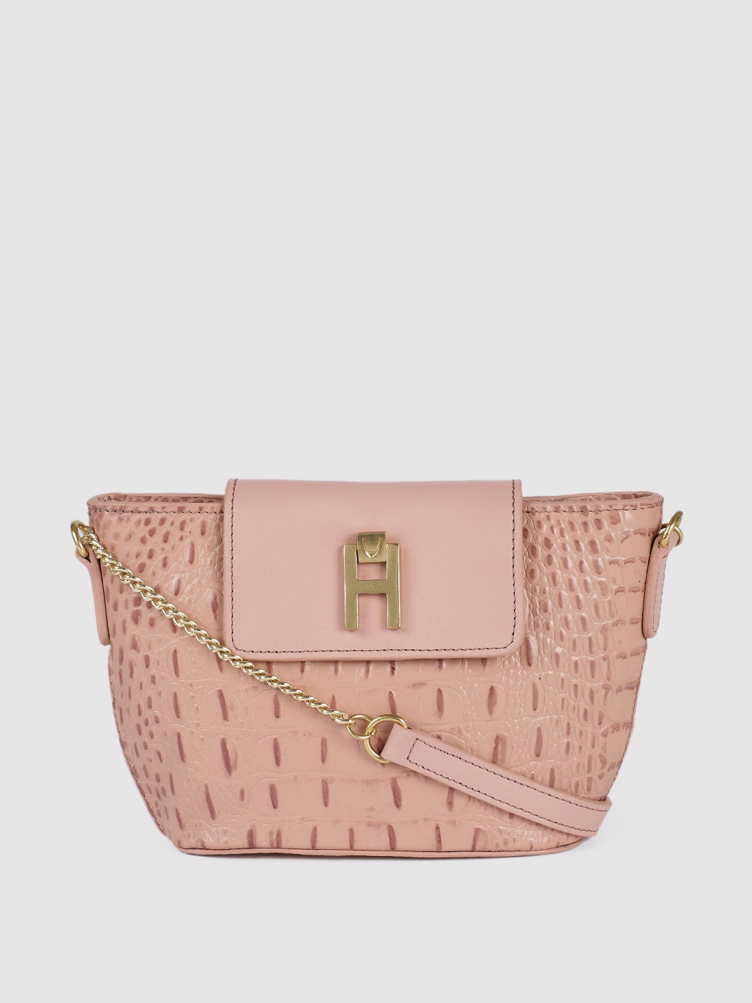 

Hidesign Women Pink Textured Leather Sling Bag