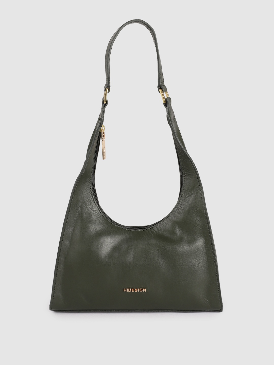 

Hidesign Olive Green Leather Structured Hobo Bag