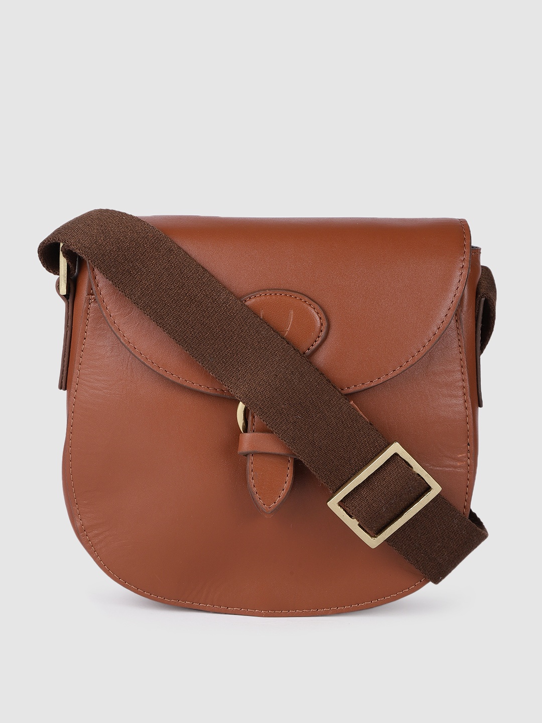 

Hidesign Tan Leather Structured Sling Bag