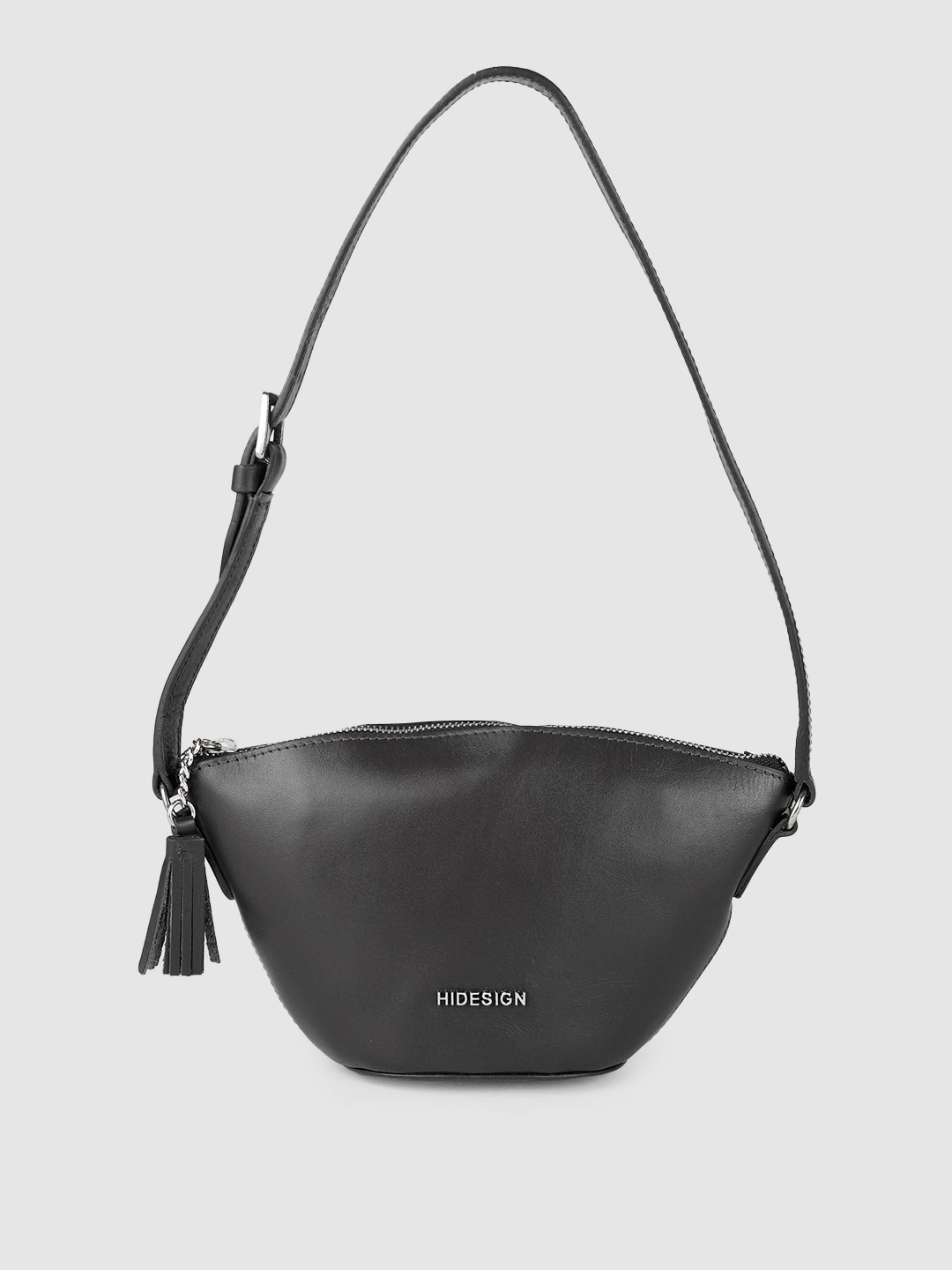 

Hidesign Black Solid Leather Structured Shoulder Bag