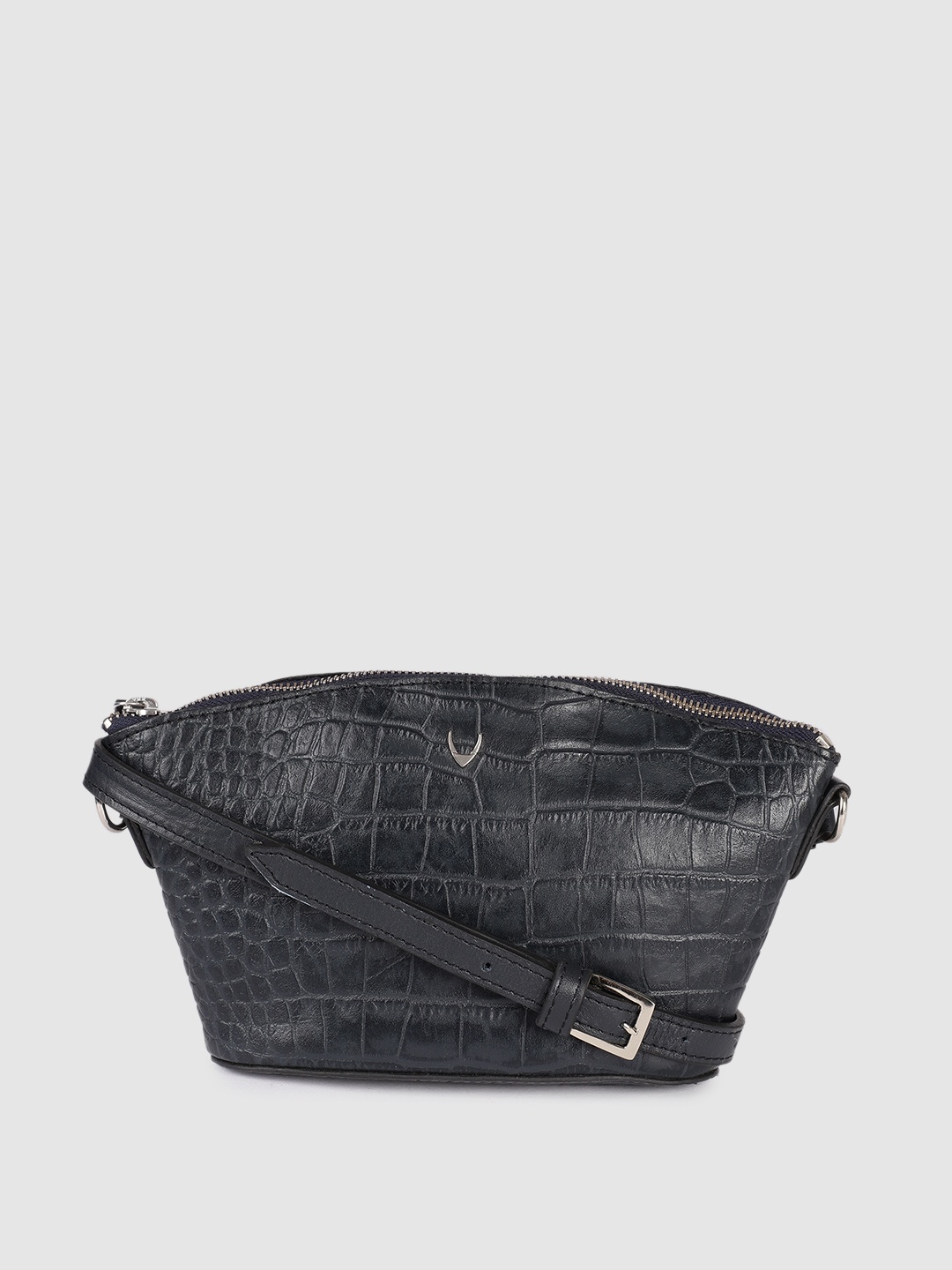 

Hidesign Navy Blue Textured Leather Structured Sling Bag