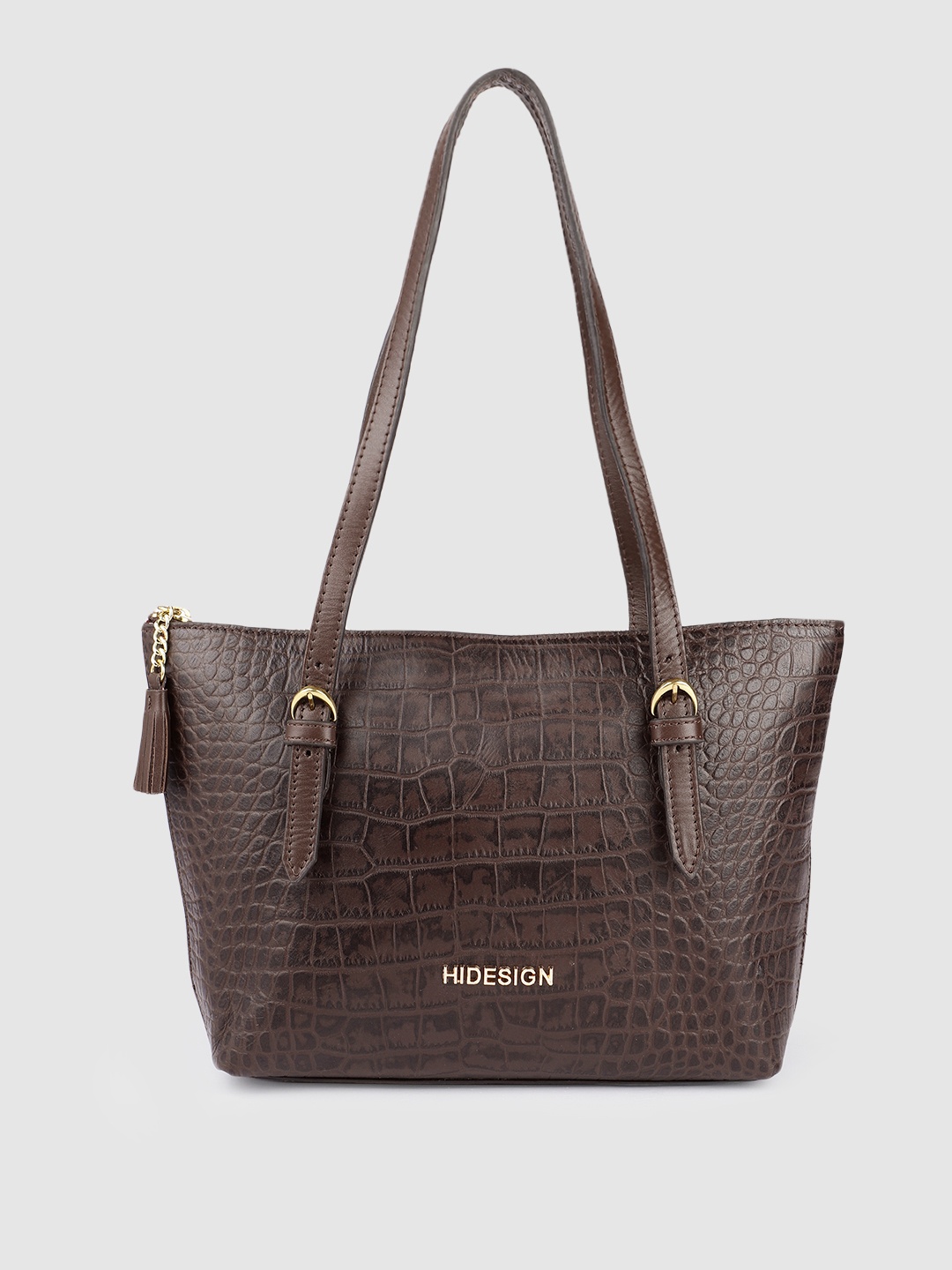 

Hidesign Brown Textured Leather Structured Shoulder Bag