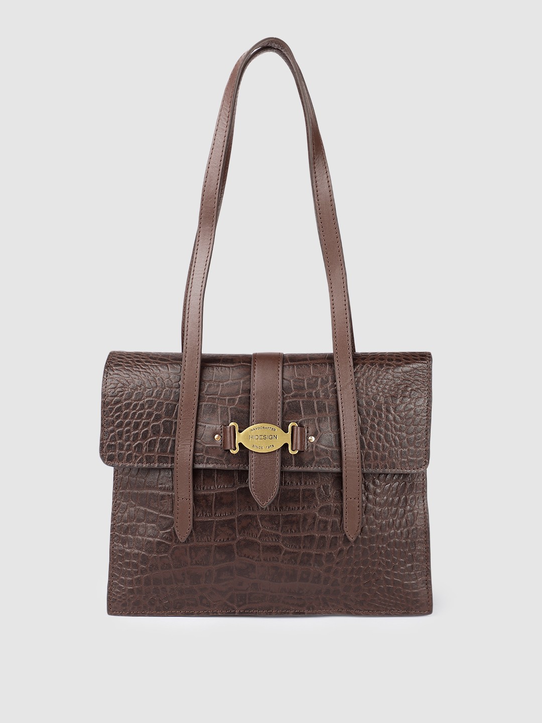 

Hidesign Women Brown Textured Leather Shoulder Bag