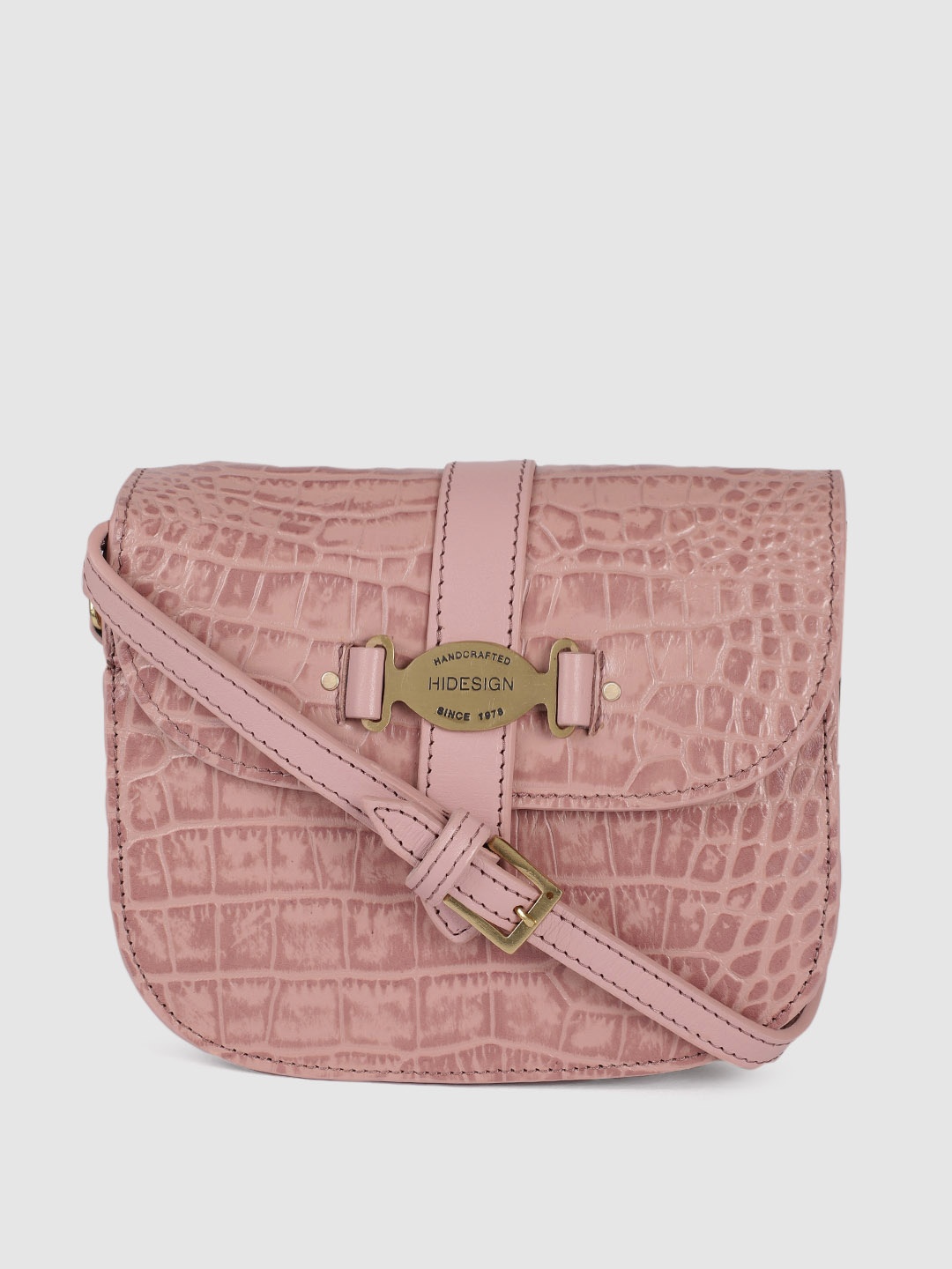 

Hidesign Women Pink Textured Leather Sling Bag