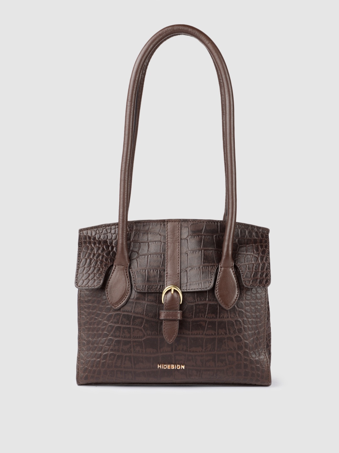 

Hidesign Brown Textured Leather Shoulder Bag