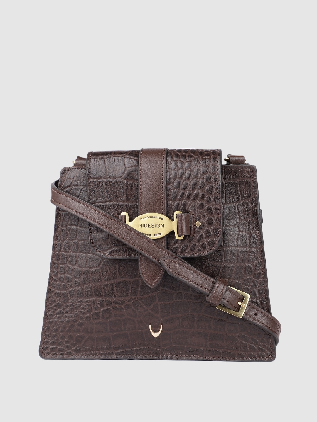 

Hidesign Women Brown Textured Leather Sling Bag