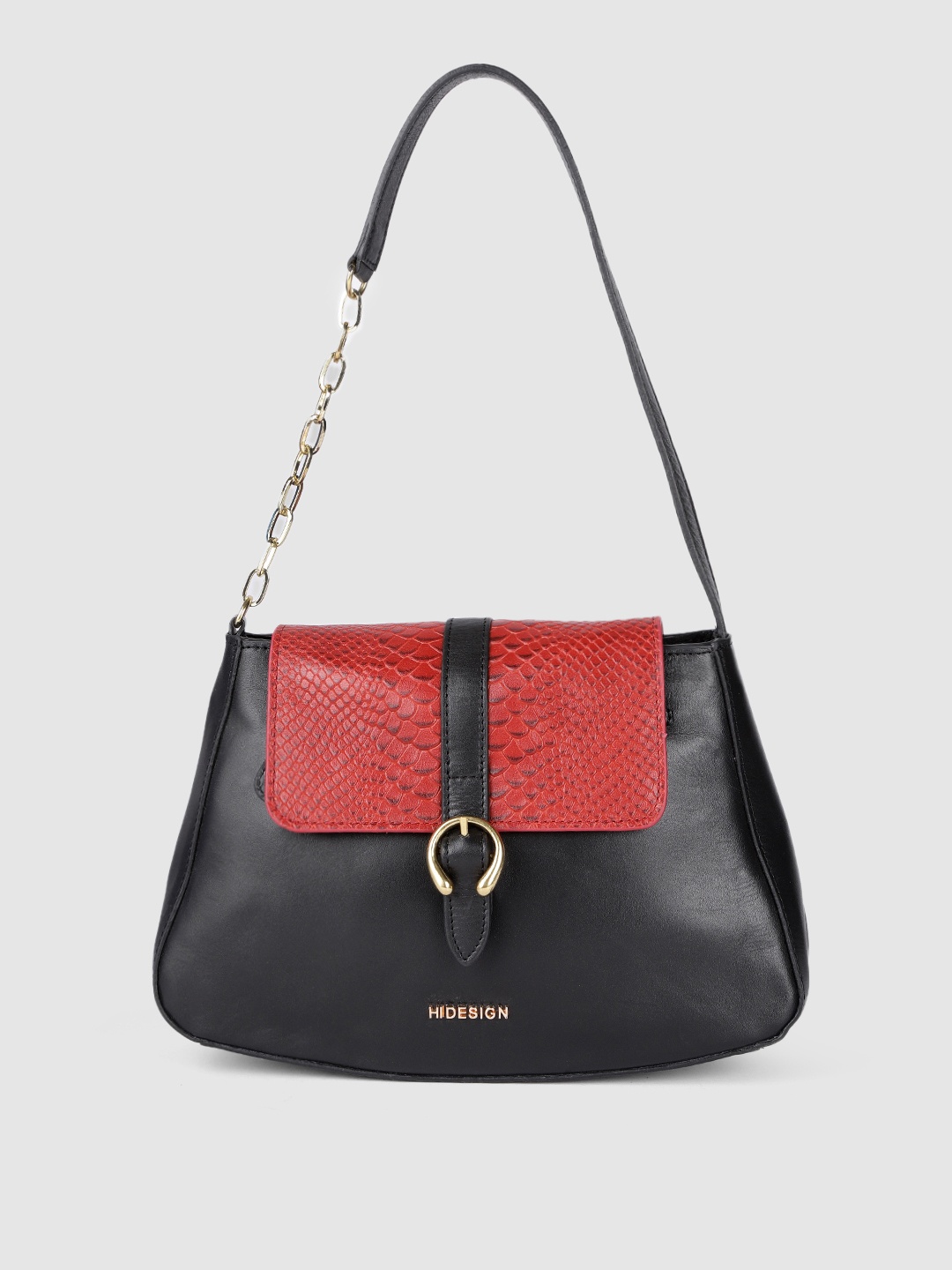 

Hidesign Black Solid Leather Structured Shoulder Bag