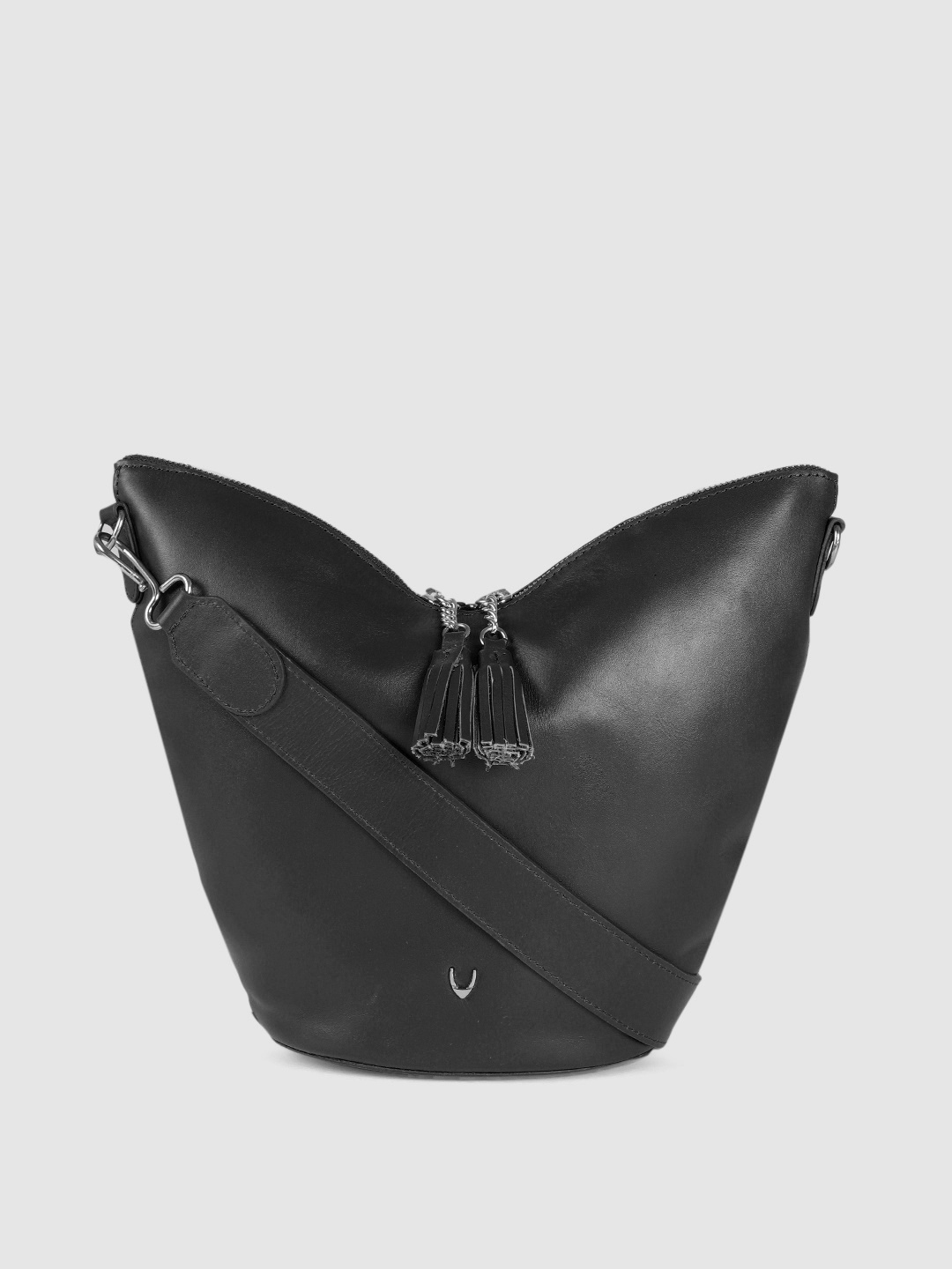 

Hidesign Black Leather Structured Hobo Bag