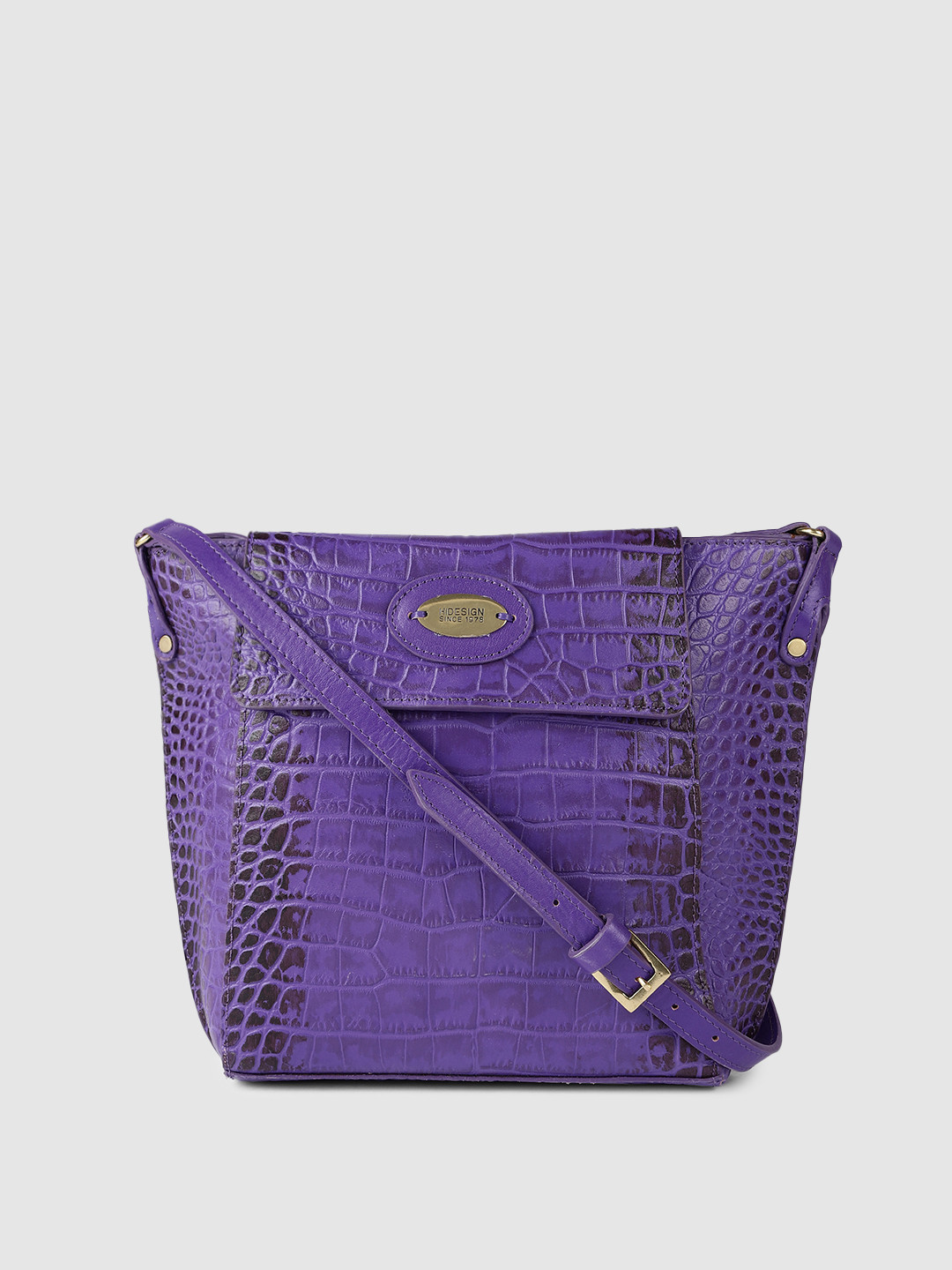 

Hidesign Purple Textured Leather Structured Sling Bag