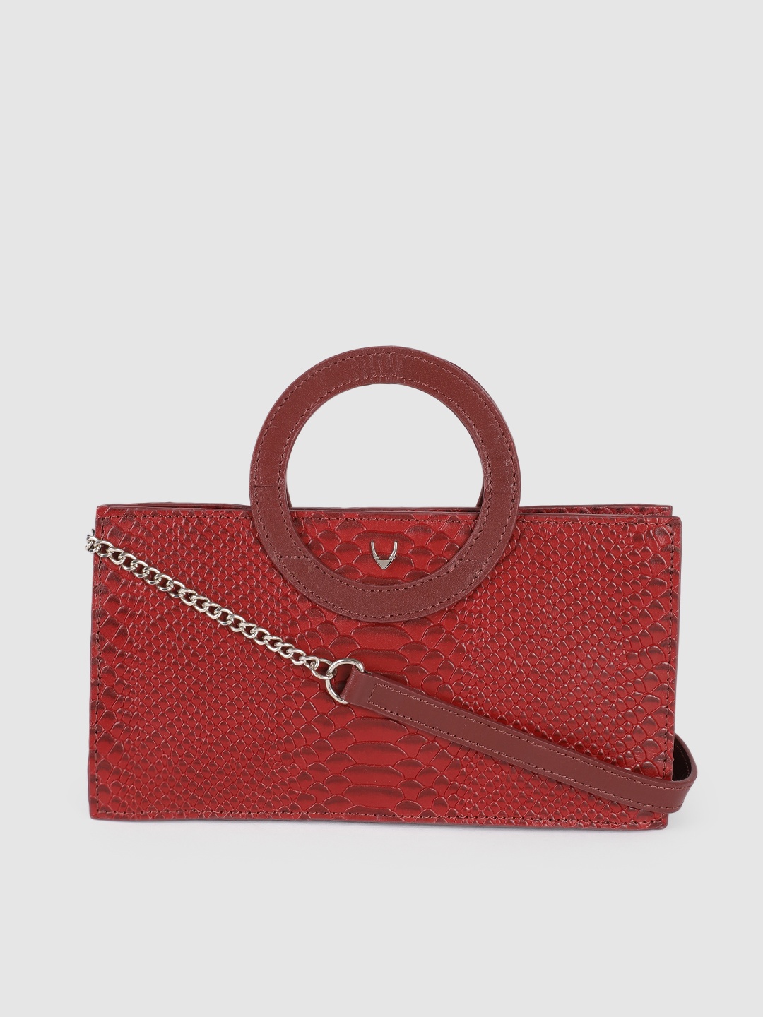 

Hidesign Red Animal Textured Leather Structured Handheld Bag