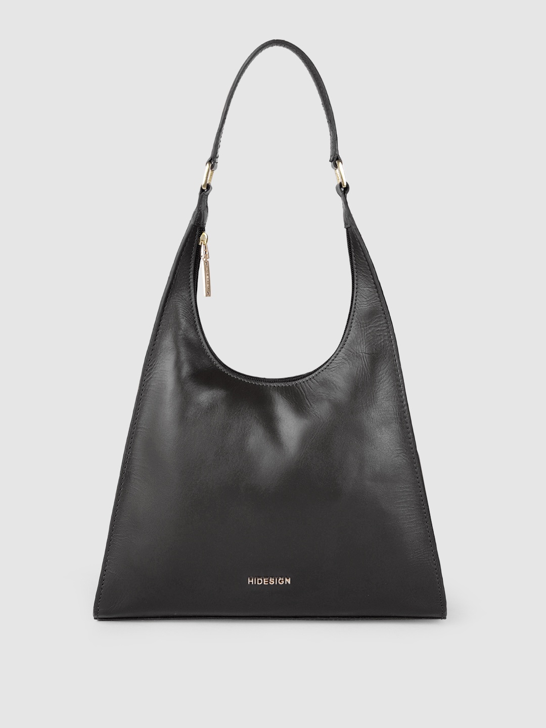 

Hidesign Black Leather Structured Hobo Bag