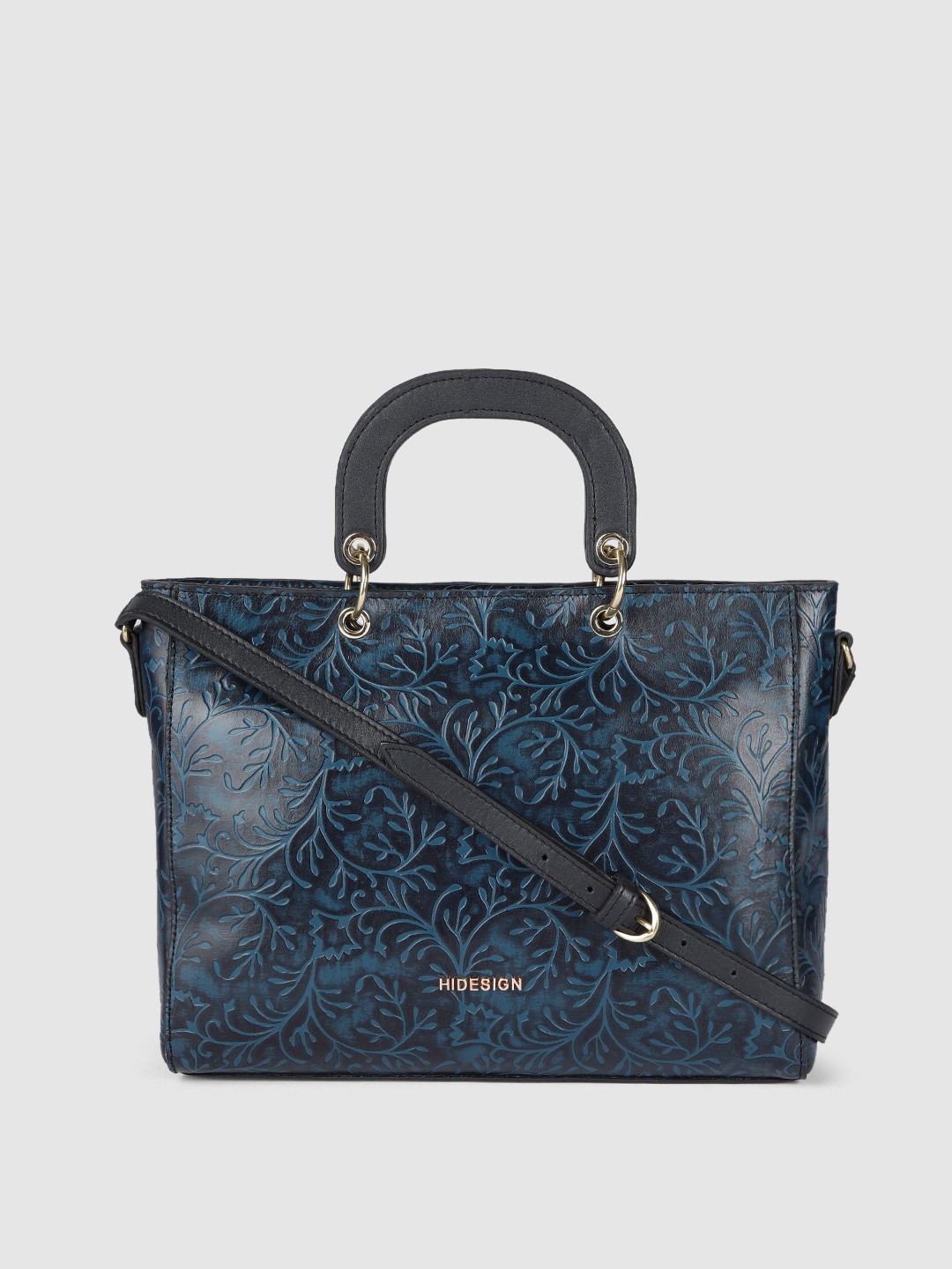 

Hidesign Women Blue Textured Leather Handheld Bag