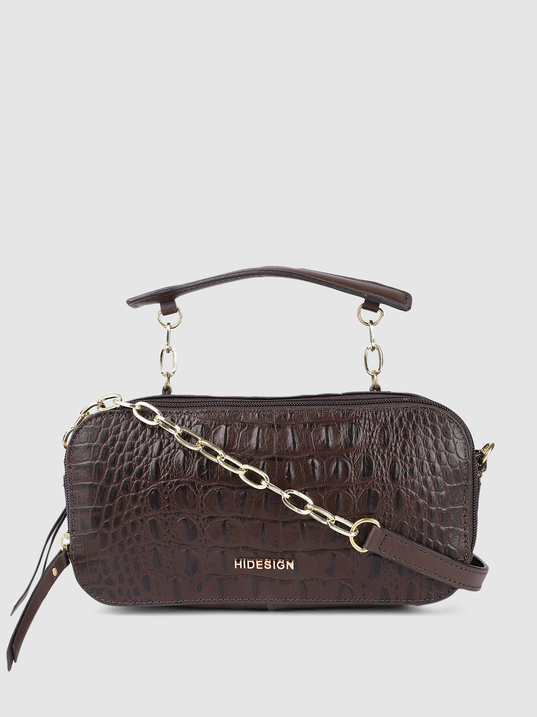 

Hidesign Women Brown Textured Leather Sling Bag