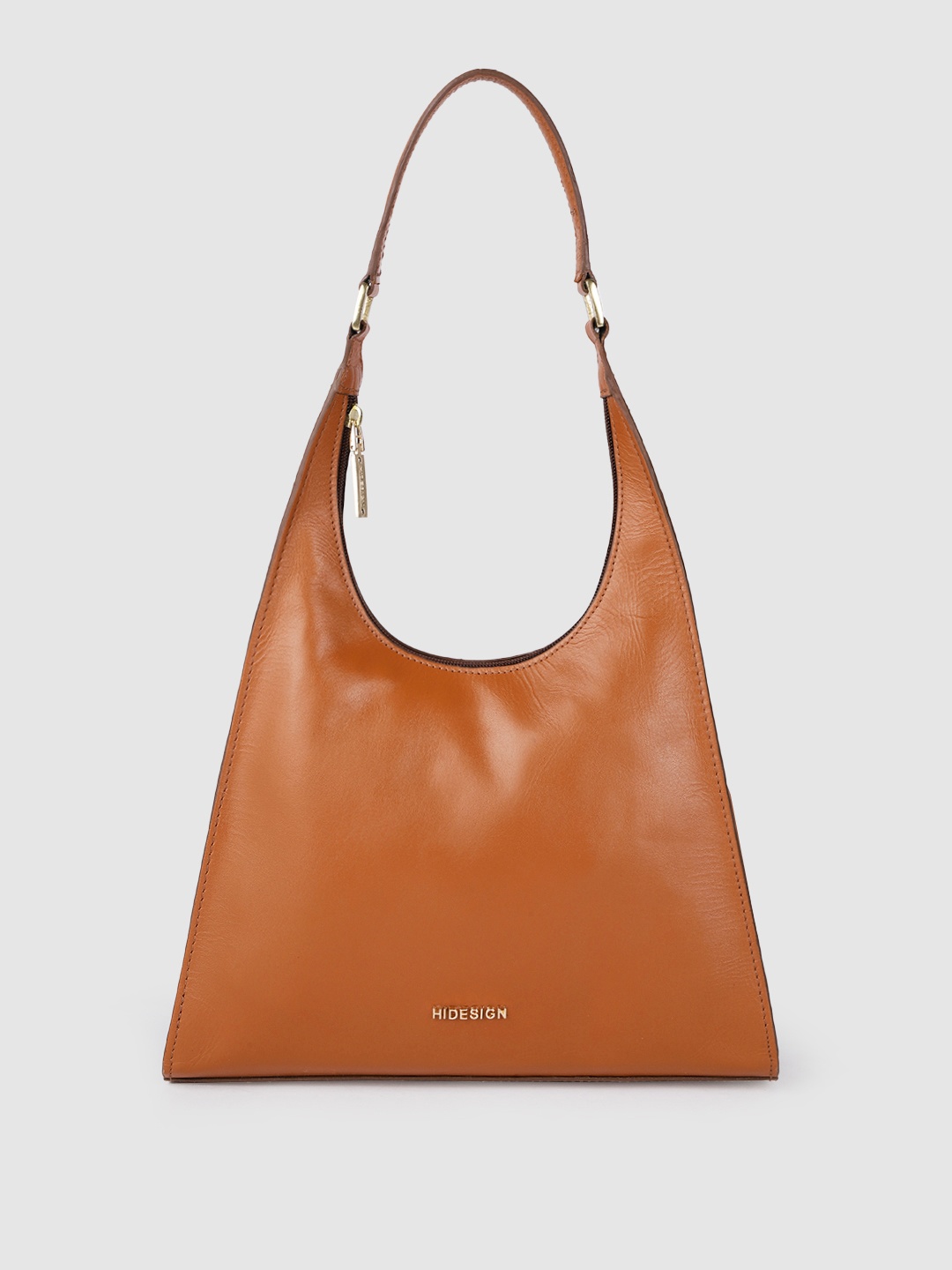 

Hidesign Brown Leather Structured Hobo Bag