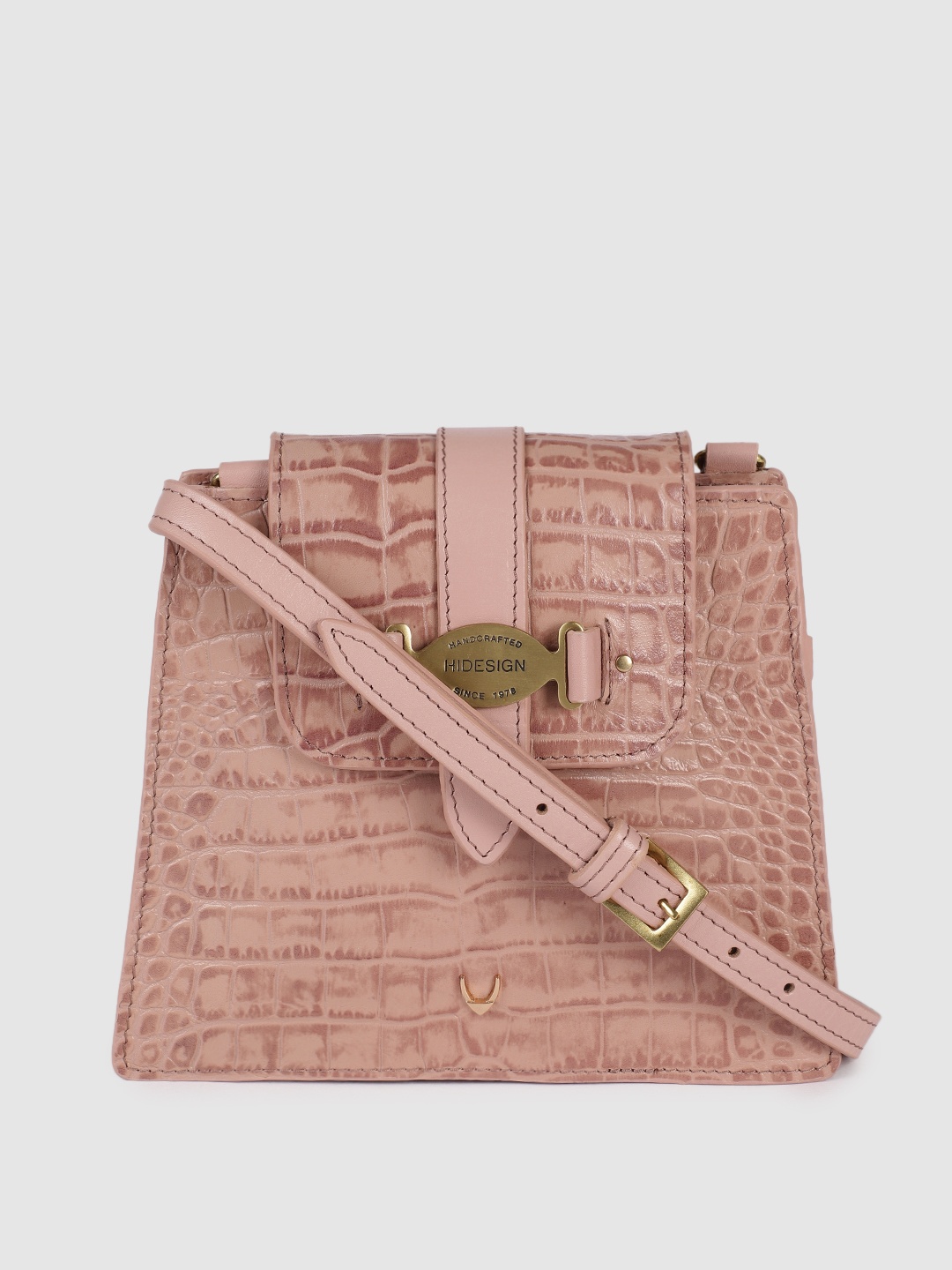 

Hidesign Women Pink Textured Leather Sling Bag
