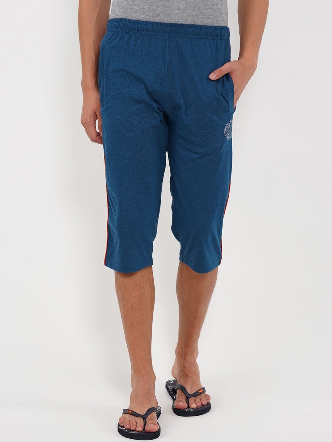 

Sweet Dreams Men Teal Blue Solid Three-Fourth Length Lounge Pants