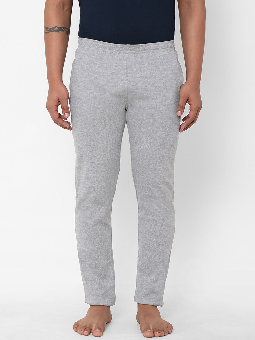 

Okane Men Pure Cotton Lounge Pants, Grey melange