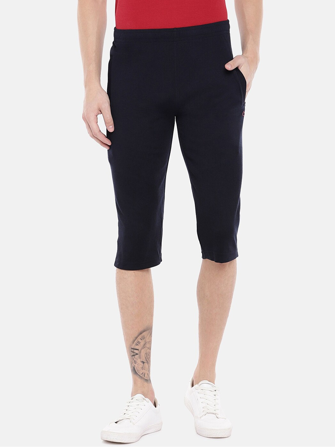 

Sweet Dreams Men Navy Blue Cotton Cropped Track Pants