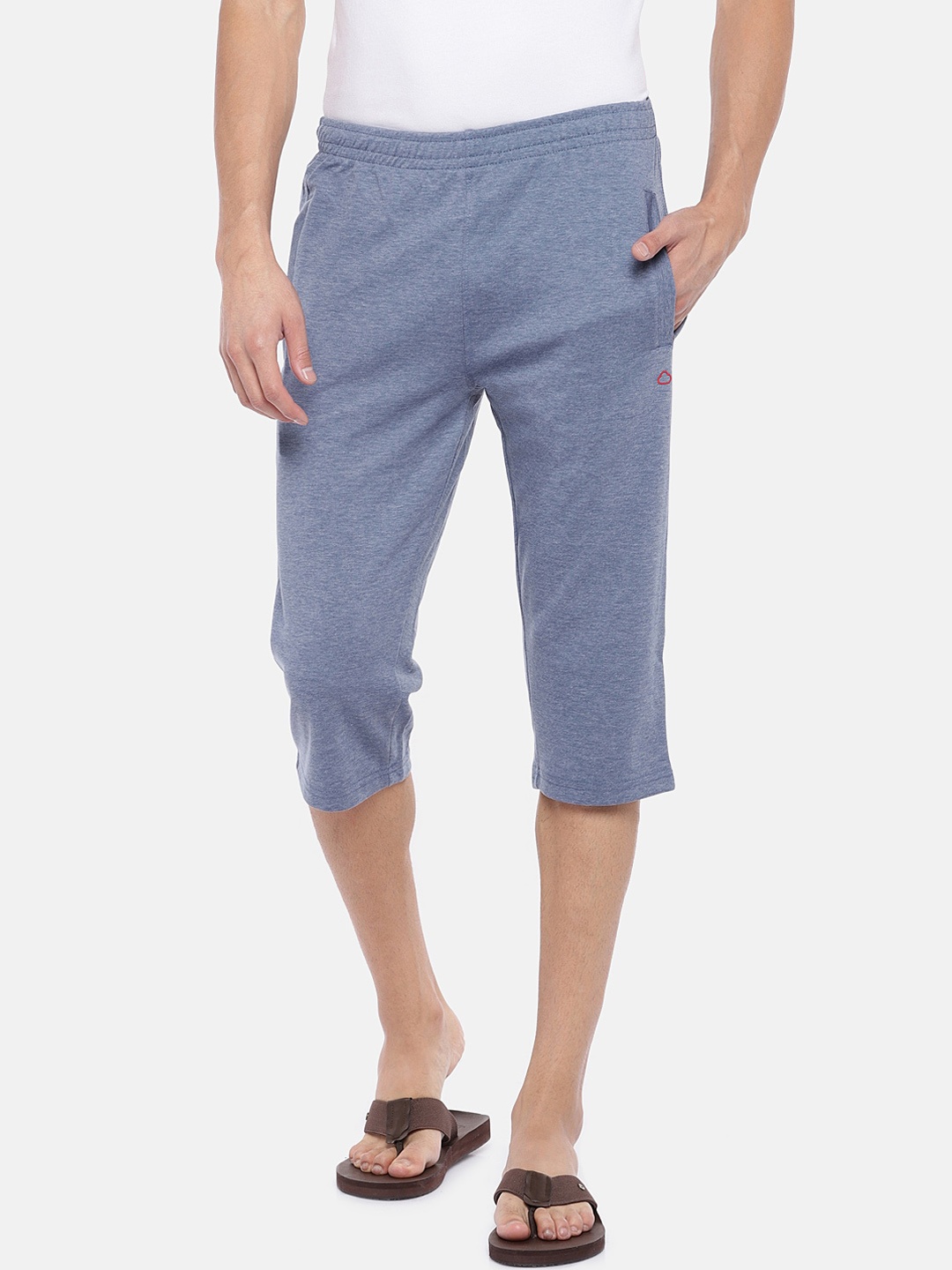 

Sweet Dreams Men Blue Solid Cotton Lounge Capri