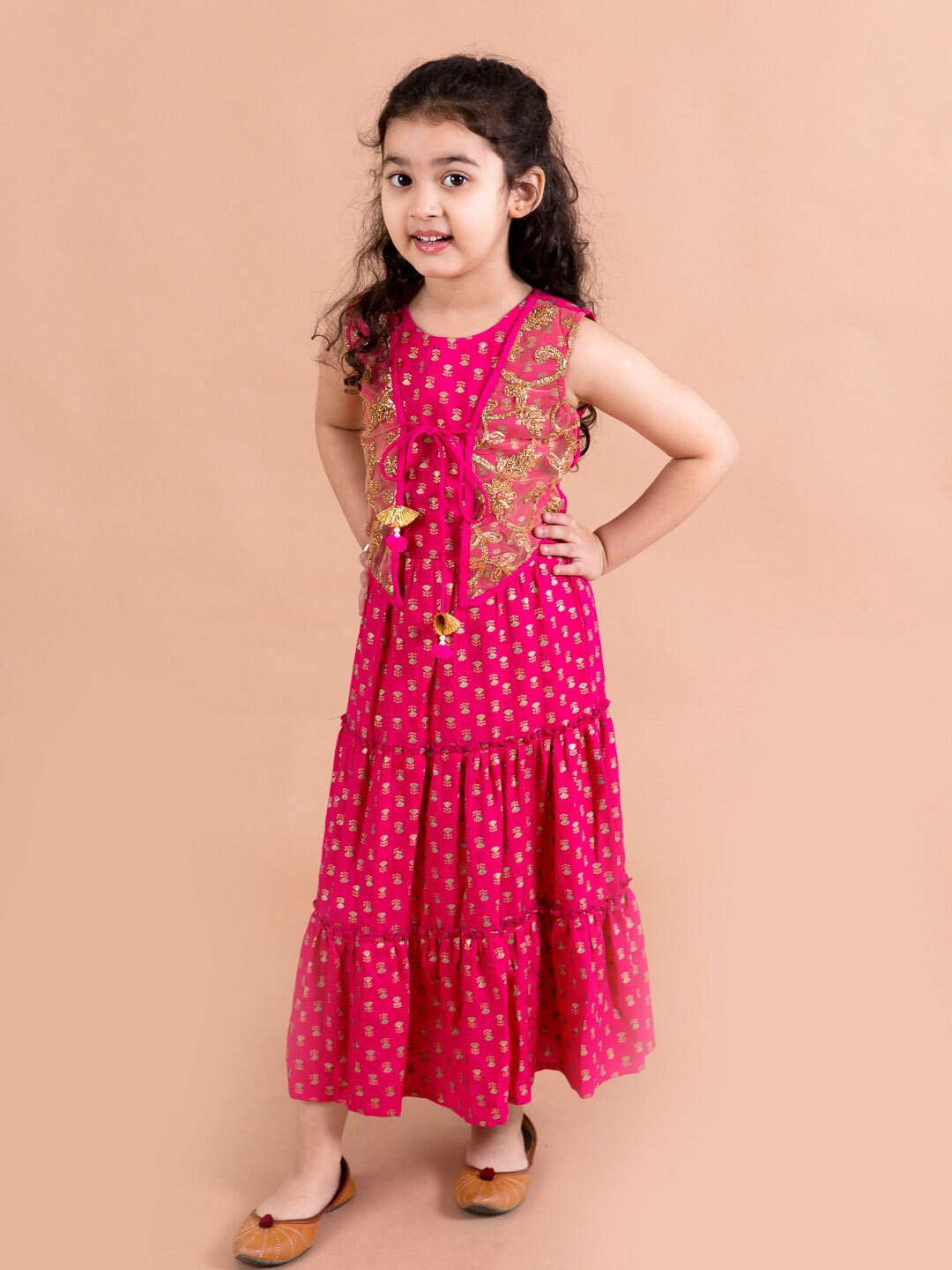 

pspeaches Girls Magenta Ethnic Motifs Maxi Dress