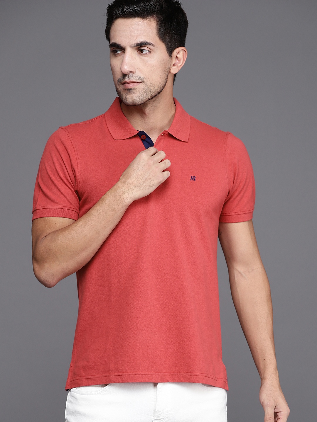 

Raymond Men Red Polo Collar Pure Cotton T-shirt