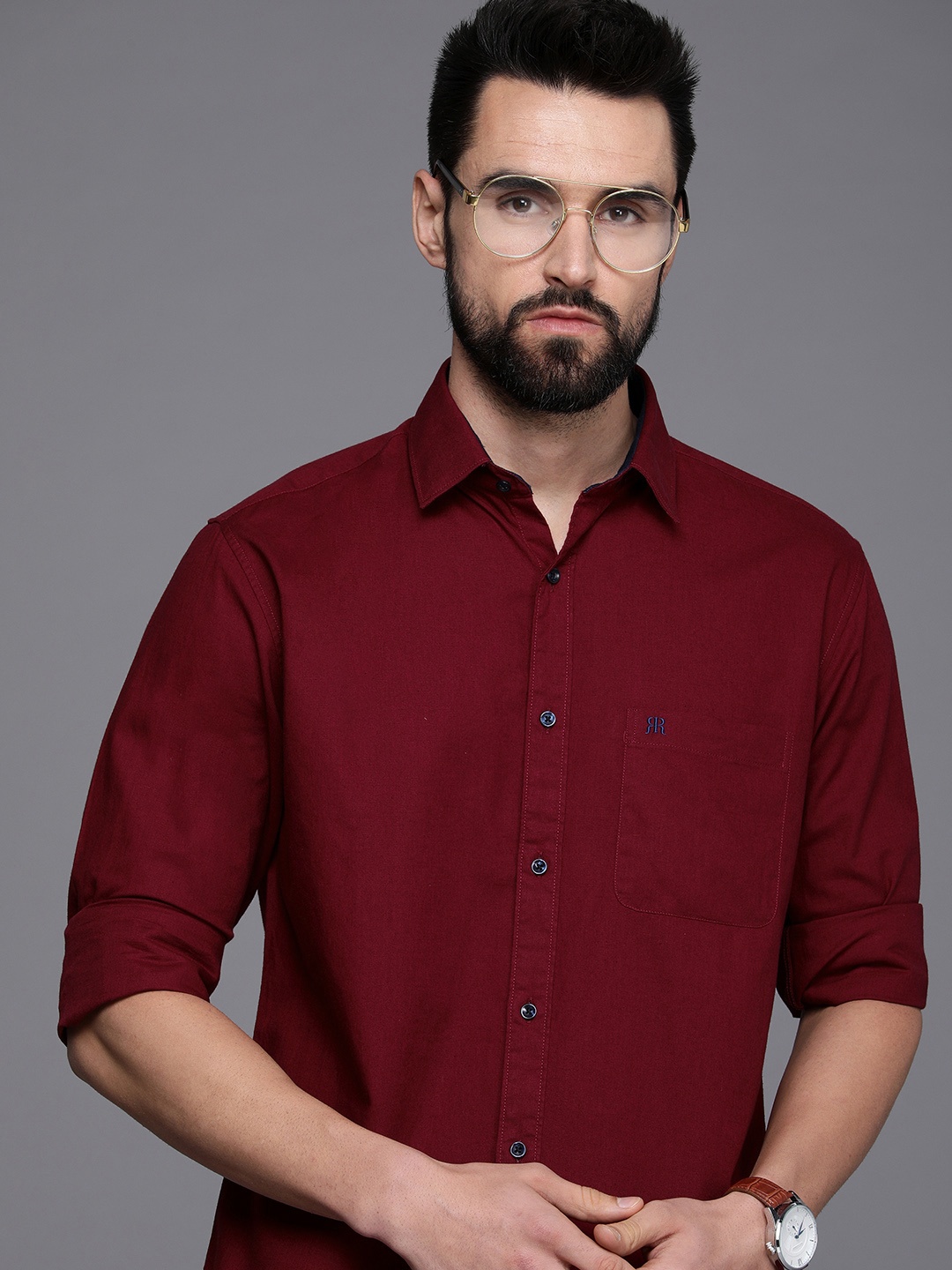 

Raymond Men Maroon Slim Fit Pure Cotton Casual Shirt