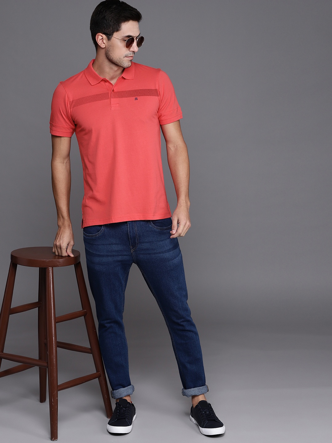 

Raymond Men Coral Red Polo Collar Pure Cotton T-shirt