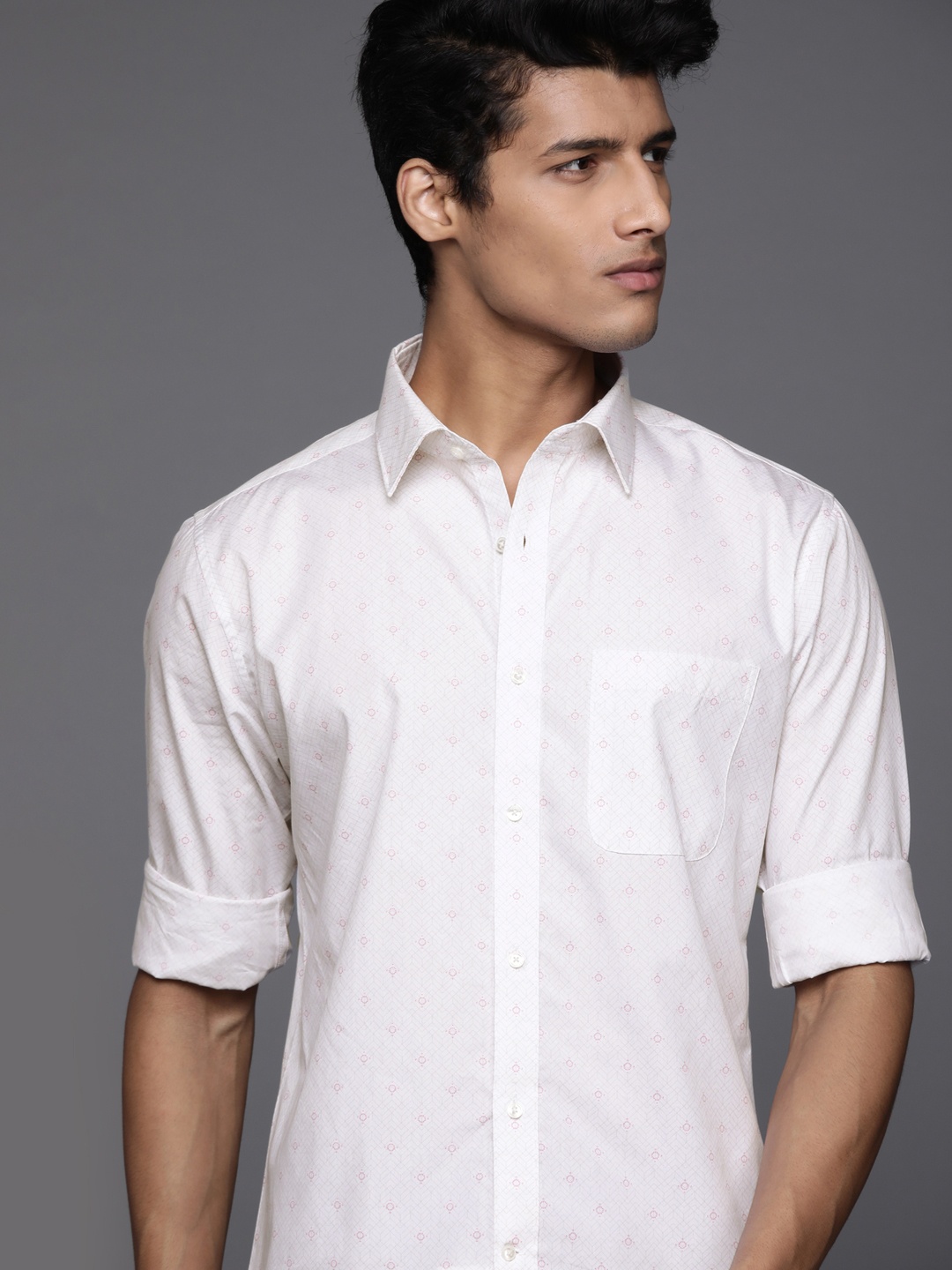 

Raymond Men Pink Slim Fit Printed Casual Shirt
