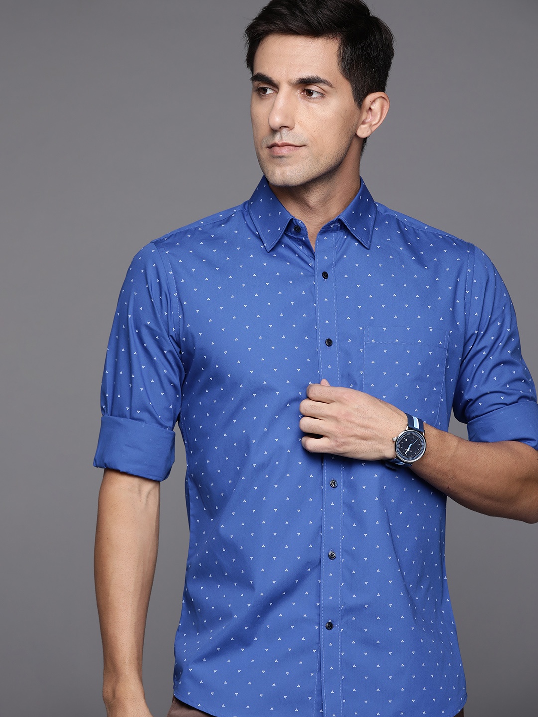 

Raymond Men Navy Blue Slim Fit Printed Casual Shirt