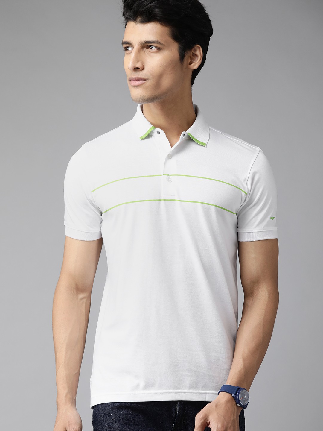 

Park Avenue Men White Printed Polo Collar Slim Fit T-shirt
