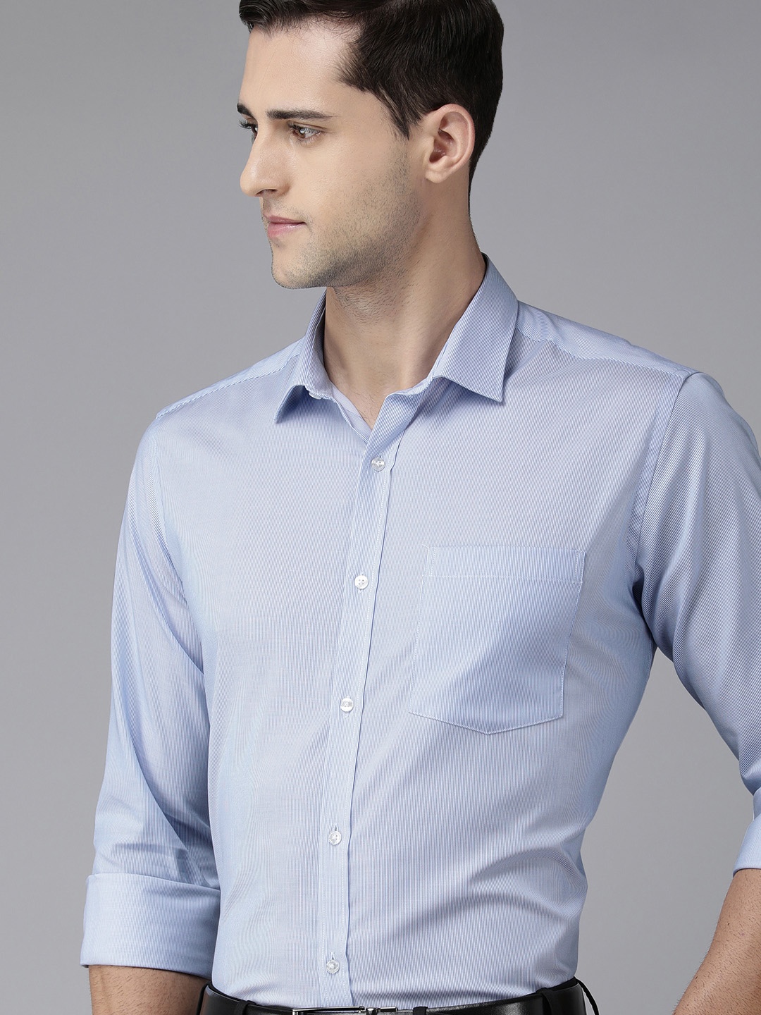 

Park Avenue Men Blue Slim Fit Striped Formal Shirt
