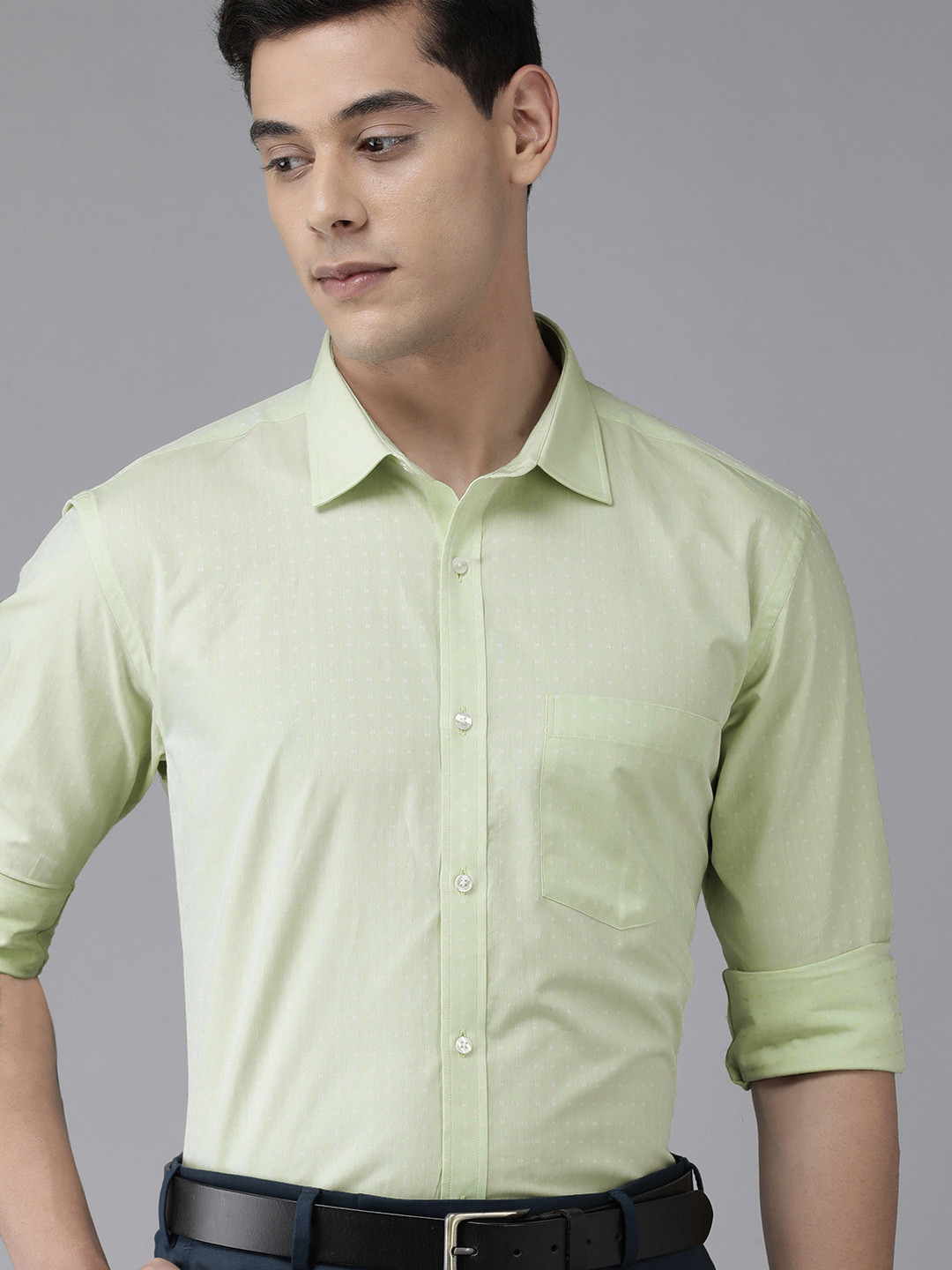 

Park Avenue Men Green Slim Fit Pure Cotton Formal Shirt