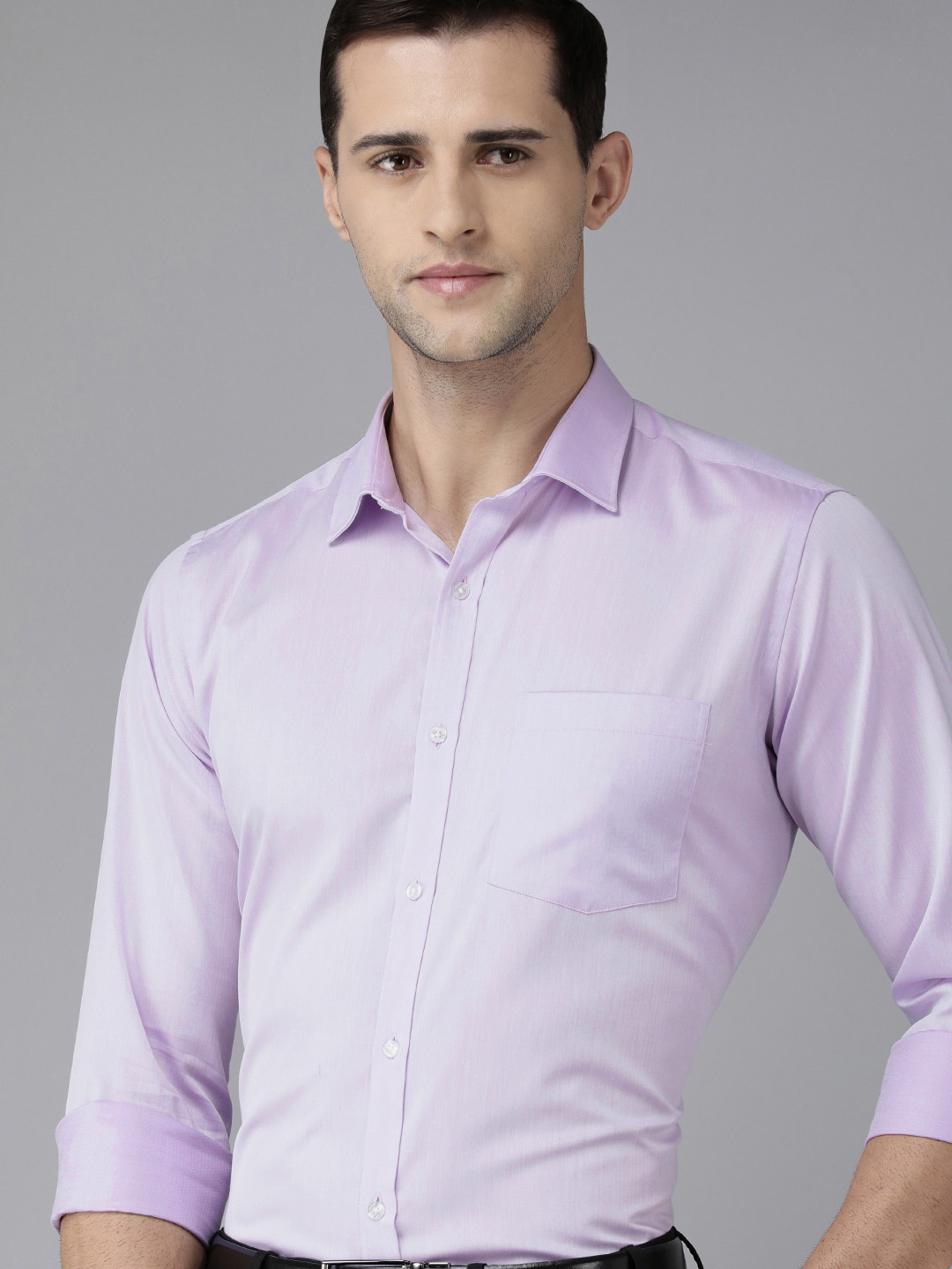 

Park Avenue Men Light Violet Solid Slim Fit Pure Cotton Formal Shirt