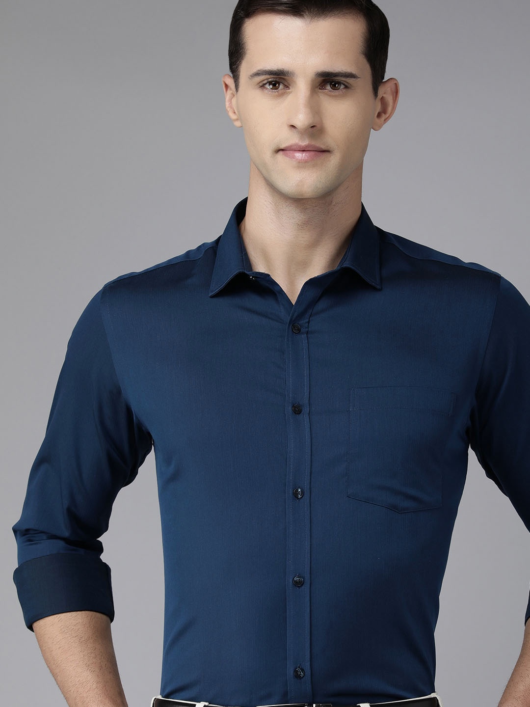 

Park Avenue Men Navy Blue Slim Fit Pure Cotton Formal Shirt