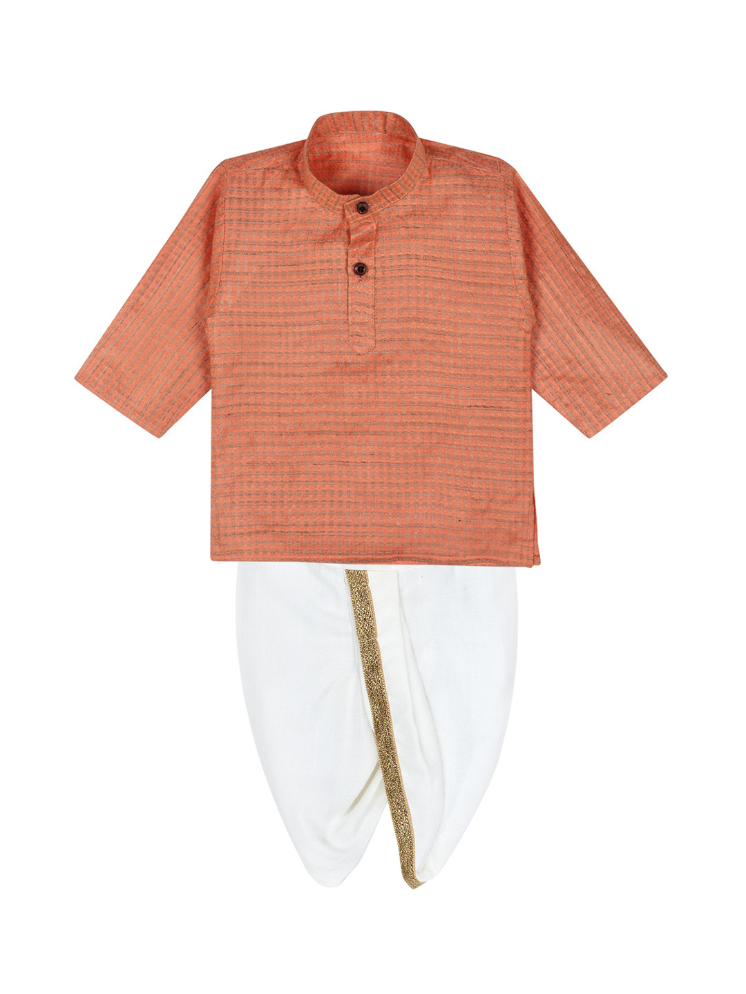 

Superminis Boys Orange Pure Cotton Kurta with Dhoti Pants