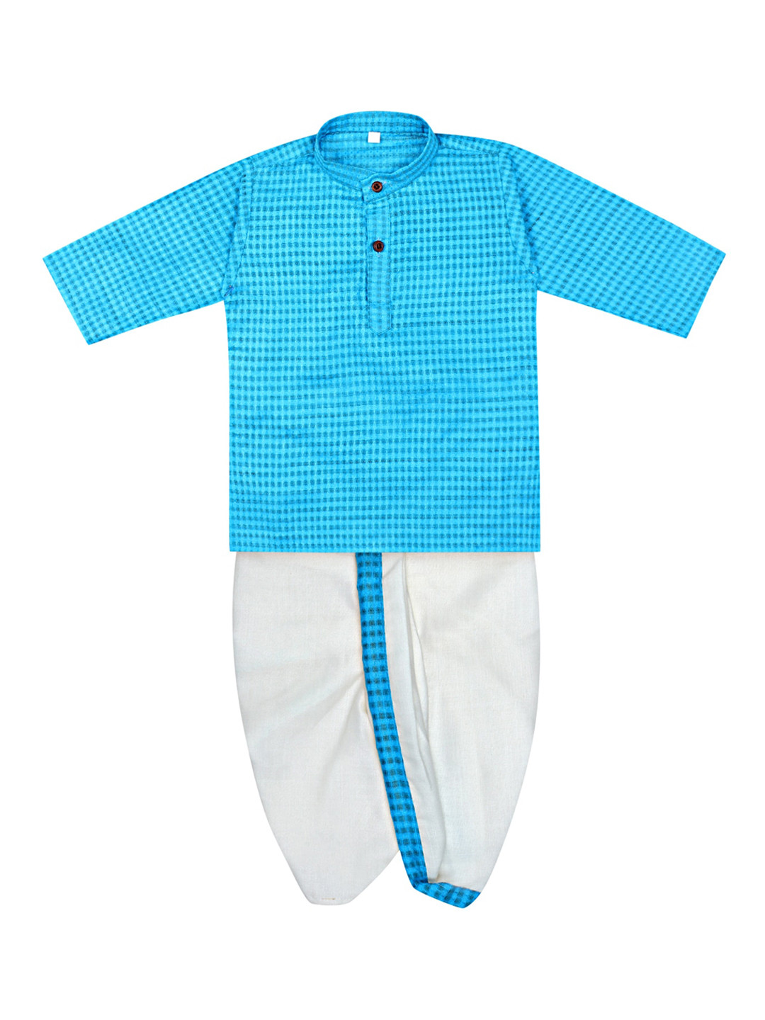 

Superminis Boys Turquoise Blue Pure Cotton Kurta with Dhoti Pants