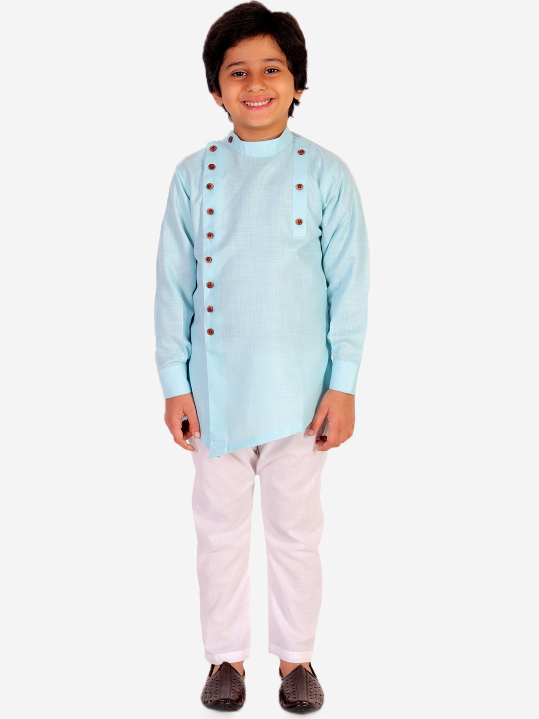 

Superminis Boys Turquoise Blue Pure Cotton Kurta with Pyjamas