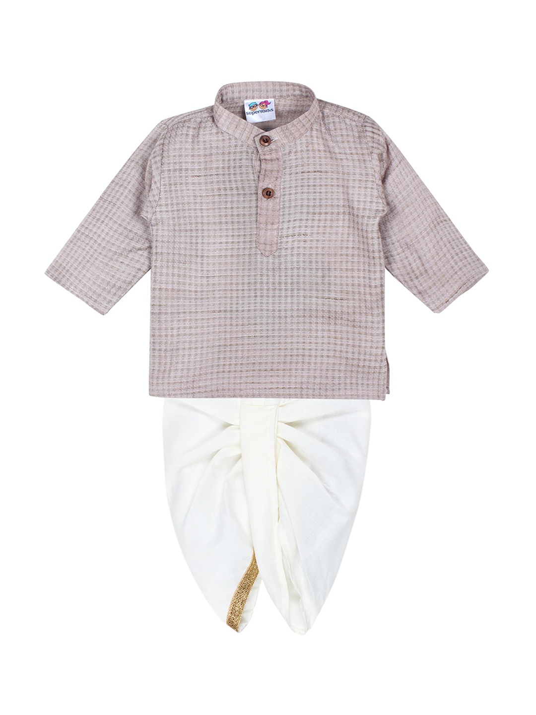 

Superminis Boys Grey Pure Cotton Kurta with Dhoti Pants