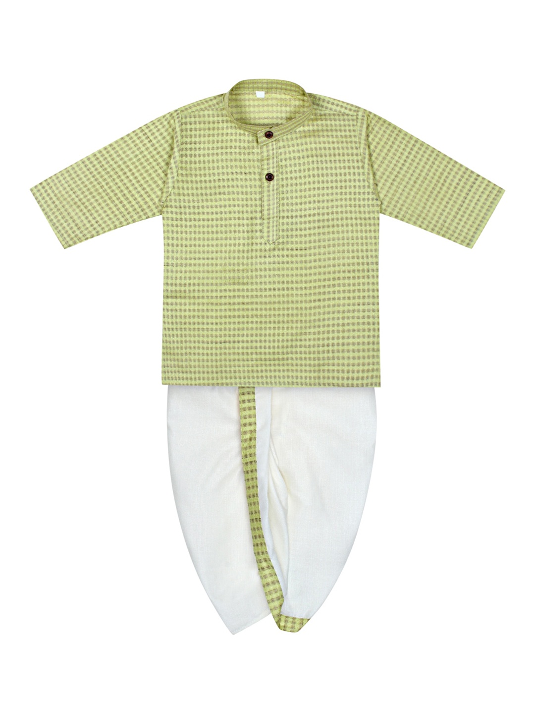 

Superminis Boys Green Pure Cotton Kurti with Dhoti Pants