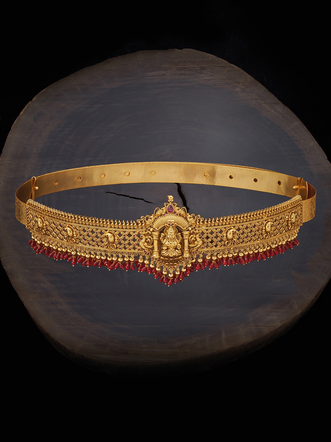 

Kushal's Fashion Jewellery Gold-Toned & Red Stone-Studded & Beaded Waist Chain