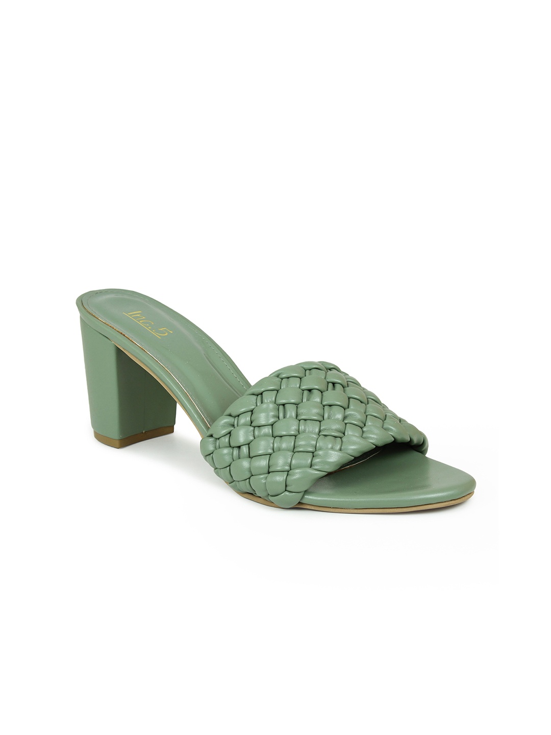 

Inc 5 Green Textured Open Toe Block Heels